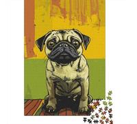 Puzzle 1000 Piezas Pug Perro impresión de Arte Rompecabezas 52x38cm/1000pcs Regalos para Adultos Y Niños DIY Descompresión
