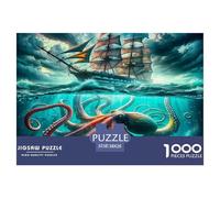 Puzzle 1000 Piezas Pulpo Detallado para Adultos y Niños - Pulpo Gigante Naufragio Tempestuoso Dramático Abismo Marino Extremadamente Difícil Desafío Excelente Idea Regalo 38x26cm