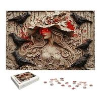 Puzzle 1000 Piezas, Puzzle Halloween con Caja Regalo, Bruja Puzzles 1000 Piezas Adultos, Medidas: 75 x 50 cm, Rompecabezas Adultos de Madera, Rompecabezas para Decoración Hogar, Regalo Mujer, -4994