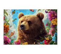 Puzzle 1000 Piezas, Puzzle Oso con Caja para Adultos, 1000 Piezas Rompecabezas Adultos, Flor Rompecabezas Madera Desafiante para Decoración Hogar y Paredes, Puzzles para Regalo Mujer/Hombre, -7405