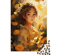 Puzzle 1000 Piezas Ragazza in Mezzo ai Fiori gialli Rompecabezas 38x26cm/1000pcs Regalos para Adultos Y Niños Cartón 100% Reciclado Juegos Únicos De Desafío