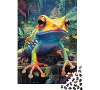 Puzzle 1000 Piezas Rana de la Selva Tropical-Vibrant Digital Art Style Rompecabezas 52x38cm/1000pcs Regalos para Adultos Y Niños Cartón 100% Reciclado Descompresión
