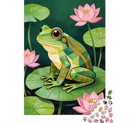 Puzzle 1000 Piezas Rana su Lily Pad Rompecabezas 52x38cm/1000pcs Regalos para Adultos Y Niños DIY Juegos Únicos De Desafío