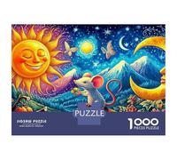Puzzle 1000 Piezas Ratón Entre el Sol y la Luna Rompecabezas 38x26cm/1000pcs Regalos para Adultos Y Niños Cartón 100% Reciclado Creative Intelectual Desafío