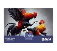 Puzzle 1000 Piezas Regalo Gallos Peleadores Escena Natural, Papel Reciclado, Juego Relajante antiestrés, Decoración Mural Regalo Adultos 70x50cm