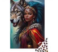 Puzzle 1000 Piezas Reina Guerrero Lobo Rompecabezas 38x26cm/1000pcs Regalos para Adultos Y Niños Cartón 100% Reciclado Descompresión