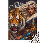 Puzzle 1000 Piezas Reina Guerrero Tigre Rompecabezas 38x26cm/1000pcs Regalos para Adultos Y Niños Cartón 100% Reciclado Descompresión