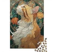 Puzzle 1000 Piezas Retrato de Gato Art Nouveau Rompecabezas 38x26cm/1000pcs Regalos para Adultos Y Niños Cartón 100% Reciclado Juegos Únicos De Desafío
