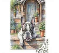 Puzzle 1000 Piezas Ritratto di Bulldog Francese Rompecabezas 70x50cm/1000pcs Regalos para Adultos Y Niños Cartón 100% Reciclado Juegos Únicos De Desafío