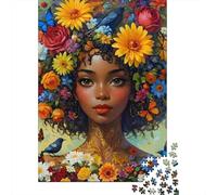 Puzzle 1000 Piezas Ritratto di Donna Floreale Rompecabezas 38x26cm/1000pcs Regalos para Adultos Y Niños Cartón 100% Reciclado Descompresión