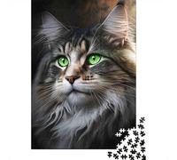 Puzzle 1000 Piezas Ritratto di Gatto occhi Verdi Rompecabezas 38x26cm/1000pcs Regalos para Adultos Y Niños Cartón 100% Reciclado Descompresión