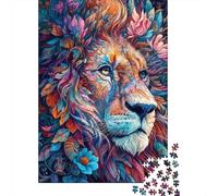 Puzzle 1000 Piezas Ritratto di Leone Floreale Rompecabezas 52x38cm/1000pcs Regalos para Adultos Y Niños DIY Juegos Únicos De Desafío