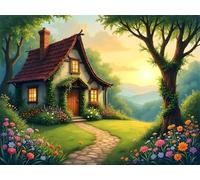 Puzzle 1000 Piezas, Rompecabezas para Adultos, Puzzle 1000 Piezas DIY, Juego de Habilidad para Toda la Familia, Puzle para Decoración del Hogar (Cabaña de Flores en Primavera)