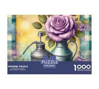 Puzzle 1000 Piezas Rosas Moradas Vintage Lata Metal, Papel Reciclado, Juego antiestrés Relajante, Decoración hogar Regalo Adultos 38x26cm