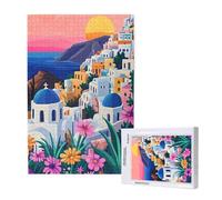 Puzzle 1000 Piezas,Santorini Puzzle con Caja Regalo,Paisaje Puzzles 1000 Piezas Adultos, Medidas:75 x 50 cm, Rompecabezas Adultos de Madera, Rompecabezas Desafiante para Decoración Hogar,ML-568