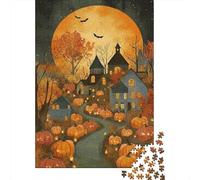 Puzzle 1000 Piezas Scena del villaggio di Halloween Rompecabezas 38x26cm/1000pcs Regalos para Adultos Y Niños Cartón 100% Reciclado Juegos Únicos De Desafío