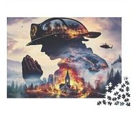 Puzzle 1000 Piezas Silueta Bomberos Héroe del Fuego, Cartón Premium, Fans de Puzzles Tiempo Padre-Hijo 38x26cm