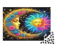 Puzzle 1000 Piezas Sol Luna Floral Arte Vibrante Relax Desafiante Cartón Reciclado Adultos Niños 52x38cm
