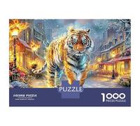 Puzzle 1000 Piezas Tigre de Fuego en la Calle de la Ciudad Rompecabezas 38x26cm/1000pcs Regalos para Adultos Y Niños Cartón 100% Reciclado Creative Intelectual Desafío