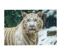 Puzzle 1000 Piezas Tigre, Puzzle Madera Nieve, Clásico Rompecabezas Desafiante para Toda la Familia, Juguetes Rompecabezas Letras en la Parte Posterior, Regalos Originales para Hombre Decor -1491