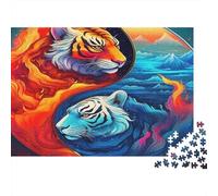 Puzzle 1000 Piezas Tigres Fuego y Hielo Pareja Yin Yang Desafiante Cartón Reciclado Expertos 38x26cm