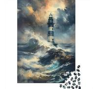Puzzle 1000 Piezas Tormenta Faro Escena Rompecabezas 52x38cm/1000pcs Regalos para Adultos Y Niños Cartón 100% Reciclado Creative Intelectual Desafío
