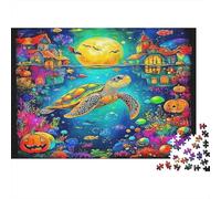 Puzzle 1000 Piezas Tortuga en Océano Mágico, Vida Marina, Alivio Estrés, Ejercicio Cerebral Adultos, 70x50cm