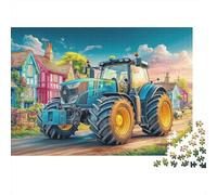 Puzzle 1000 Piezas Tractor en Camino de Pueblo, Cartón Grueso, Un Solo Jugador, Pausa Oficina, 38x26cm