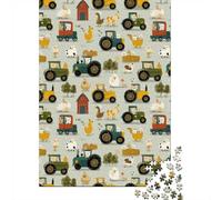 Puzzle 1000 Piezas Tractores agrícolas-Cartoon Farm Scene Rompecabezas 38x26cm/1000pcs Regalos para Adultos Y Niños Cartón 100% Reciclado Creative Intelectual Desafío