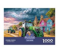 Puzzle 1000 Piezas Tractores en Carretera Provincial Papel Reciclado para Adultos y Niños, Escena Pueblo Pintada, Actividad en Casa, 52x38cm