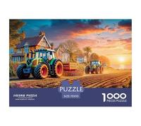 Puzzle 1000 Piezas Tractores Trabajando en Campo, Atardecer Rural, para Adultos, Juego Retador, Decoración Pared, Idea Regalo, 70x50cm