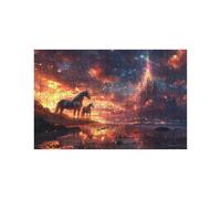 Puzzle 1000 Piezas Unicornio Puzzle 1000 Piezas Adultos Castillo Educativo Rompecabezas Madera para Toda la Familia Junta, Puzzles para Reducir el Estrés y Primavera Decoracion 50x75 CM LZPT-04314