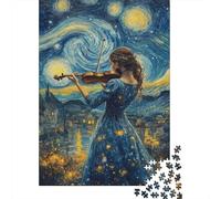 Puzzle 1000 Piezas Violinista bajo el Cielo Estrellado Rompecabezas 52x38cm/1000pcs Regalos para Adultos Y Niños DIY Creative Intelectual Desafío