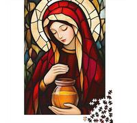 Puzzle 1000 Piezas Vitrales Virgen Rompecabezas 38x26cm/1000pcs Regalos para Adultos Y Niños Cartón 100% Reciclado Juegos Únicos De Desafío