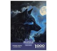 Puzzle 1000 Piezas Wolf Juego Educativo Pasatiempo Creativo The Wolf Under The Night Sky Regalo, Diversión para Adultos Y Niños 70x50cm/1000pcs