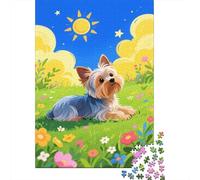 Puzzle 1000 Piezas Yorkshire Terrier en el Pasto Rompecabezas De Madera con Impresión HD para Adultos Y Niños - Juego Educativo 1000pcs (75x50cm)