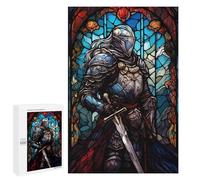 Puzzle 1000 unids para adolescentes Stained Glass Paladin Juegos de rompecabezas relajantes, desafío difícil, regalos únicos para cumpleaños y Navidad 1000 unids