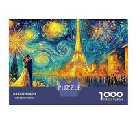 Puzzle 1000pcs París: desafío Imposible, Resistente a presión, Familiar. Tema Starry Night Over Medieval Castle. Regalos para Todos.
