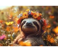 Puzzle 120 Pieces Bradipo dei Fiori Impossible Rompecabezas Juegos Casuales Puzzle de Madera para Adultos y niños a Partir de 14, Cultivar la Paciencia y la concentración, Decoración del Hogar P-5