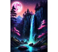Puzzle 120 Piezas Adultos Cascada Luna, Desarrolla la Concentraciòn y la Logica Desafío de Entretenimiento para la Mente, Puzzles 120 Piezas 25 x 20 cm