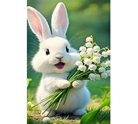 Puzzle 120 Piezas Adultos Conejo Animal Flor, Desarrolla la Concentraciòn y la Logica Desafío de Entretenimiento para la Mente, Puzzles 120 Piezas 25 x 20 cm