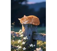 Puzzle 120 Piezas Adultos Gato Dibujos Animados Flores, Retos Divertidos, Relajarse, Desarrolla la Concentraciòn Mentàl, Rompecabezas Adultos 120 Piezas 25 x 20 cm