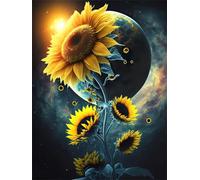 Puzzle 120 Piezas Adultos Girasoles Espaciales, Desarrolla la Concentraciòn y la Logica Desafío de Entretenimiento para la Mente, Puzzles 120 Piezas 25 x 20 cm