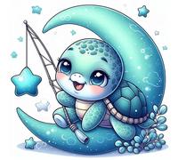 Puzzle 120 Piezas Adultos, Luna Tortuga Dibujos Animados Rompecabezas Adultos, Desarrolla la Concentraciòn Mentàl y la Logica, Puzzles 120 Piezas 45x45 cm