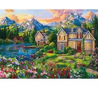 Puzzle 120 Piezas, Montaña Lakeside Lodge Puzzles para Adultos,Rompecabezas de Adultos, Juguetes de Regalo Entretenimento Puzzle, Juego de Rompecabezas
