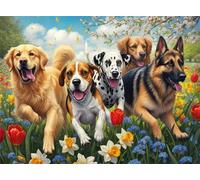 Puzzle 120 Piezas, Perros del Campo de Flores Puzzles para Adultos,Rompecabezas de Adultos, Juguetes de Regalo Entretenimento Puzzle, Juego de Rompecabezas