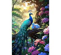 Puzzle 1200 Piezas Adultos Animal Pavo Real Flores, Retos Divertidos, Relajarse, Desarrolla la Concentraciòn Mentàl, Rompecabezas Adultos 1200 Piezas 75 x 50 cm