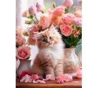 Puzzle 1200 Piezas Adultos,Arte de Rompecabezas DIY,Puzzles Juguetes Educativos Estimulantes Decoración del Hogar (Gato con Ramo de Rosas)