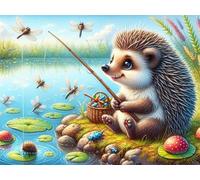 Puzzle 1200 Piezas Adultos,Arte de Rompecabezas DIY,Puzzles Juguetes Educativos Estimulantes Decoración del Hogar (Paisaje de erizos Junto al Lago)