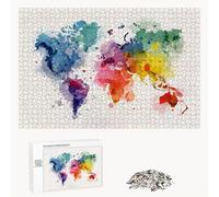 Puzzle 1200 Piezas Adultos Color & Mapa del Mundo, Rompecabezas con Letras Traseras y Póster, Pasatiempo Antiestrés, Decoración de Pared, Regalo Decorar Mujer Hombre 75 x 50 cm (14 Años +) P3#388